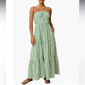 SOLID & STRIPED Jodie Stripe Halter Neck Maxi Dress